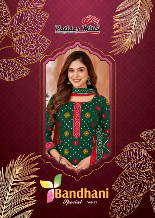 Bandhni Printed Unstitched Cotton Salwar Suit Patidar Bandhani Special Vol 37