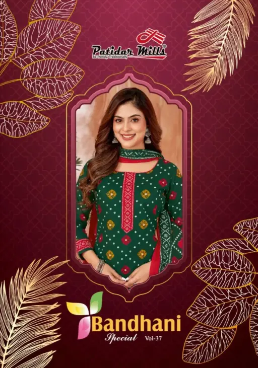 Bandhni Printed Unstitched Cotton Salwar Suit Patidar Bandhani Special Vol 37