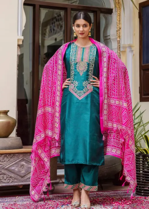 Preet New Neck Designer Embroidery Kurti Set