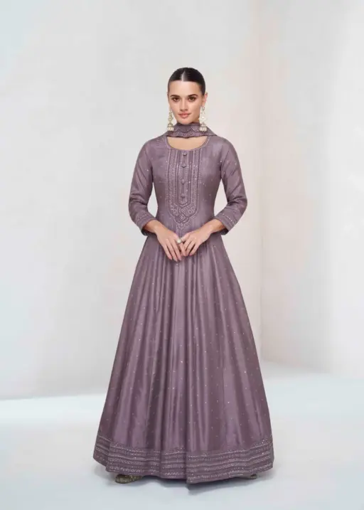 Premium Silk Floor Length Anarkali Suit With Dupatta Wedding Collection Aashirwad Creation Ekaya NX