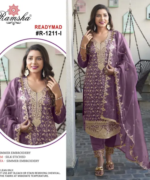 Ramsha Readymade R-1211 nx Simmer Heavy Embroidery Pakistani Salwar Suit Wholesaler