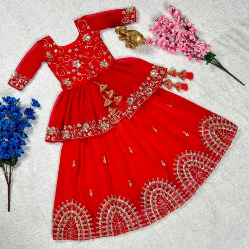 Red Color Designer Kids Lehenga Choli With Heavy Sequince Work Ethnic Kids Lehenga