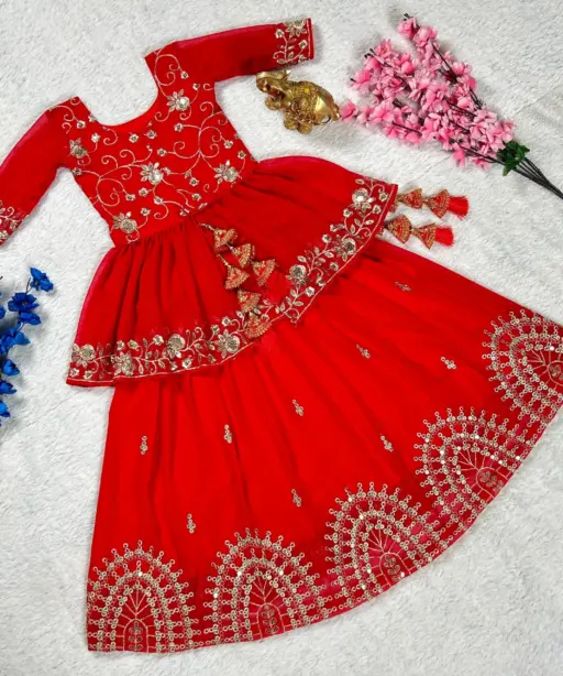 Red Color Designer Kids Lehenga Choli With Heavy Sequince Work Ethnic Kids Lehenga