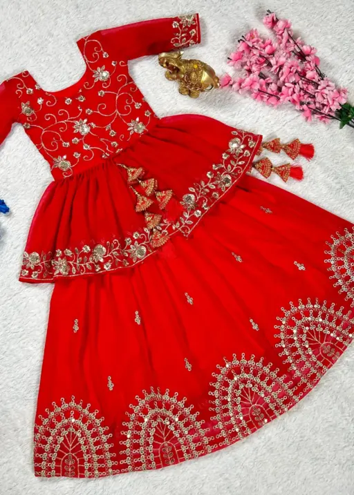 Red Color Designer Kids Lehenga Choli With Heavy Sequince Work Ethnic Kids Lehenga