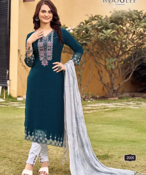 Sagai Catalogue By Wooglee Brand Designer 3 Piece Kurti Set