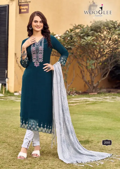 Sagai Catalogue By Wooglee Brand Designer 3 Piece Kurti Set