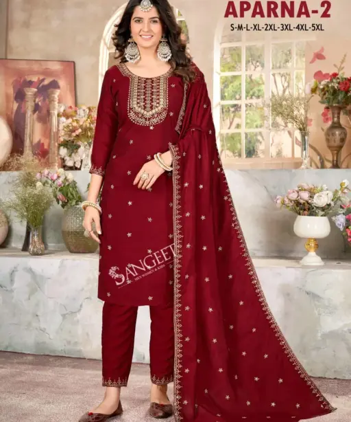Sangeet Brand Aparna-2 Catalog Wholesale Set 3 Piece Designer Ethnic Kurtis