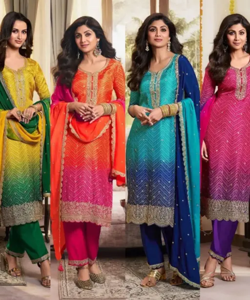 Shilpa Sheety Designer Festival Special Ethnic Kurti with Dupatta and Pant