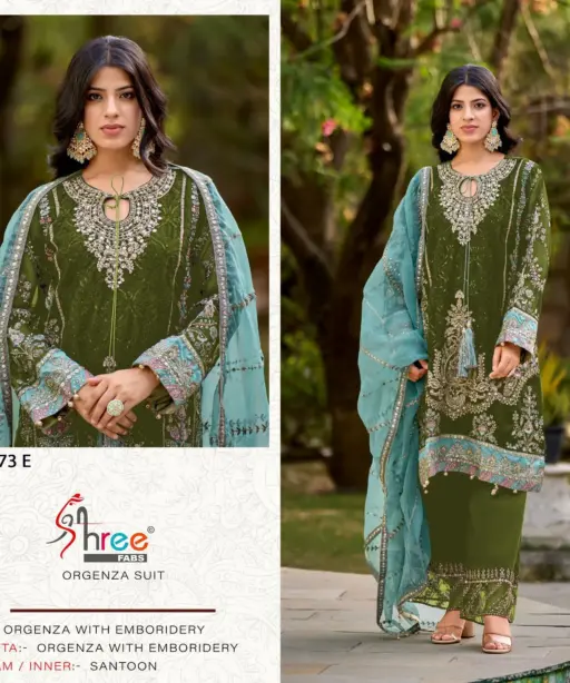 Shree Fabs K-5073 Organza Pakistani Unstitched Heavy Embroidery Suit
