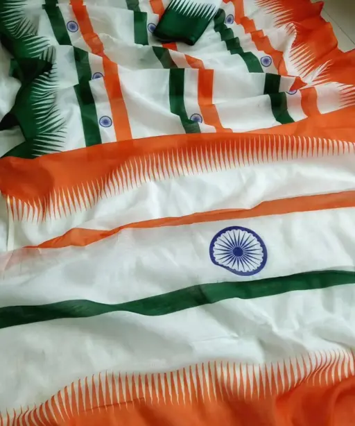 Special Republic Day Tiranga Indian Flag Printed Saree For 26Th January Ethnic Saree