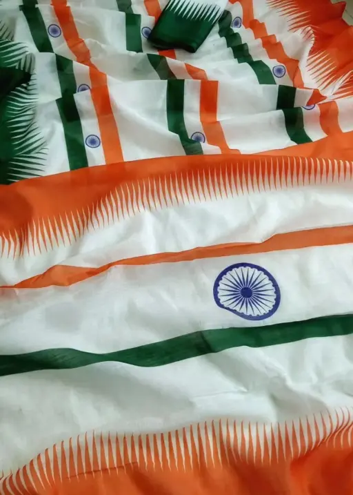 Special Republic Day Tiranga Indian Flag Printed Saree For 26Th January Ethnic Saree
