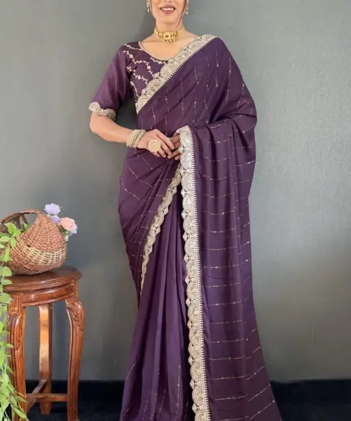 Swarovski Work Ready To Wear Ethnic Saree Wedding Wear Designs in saree