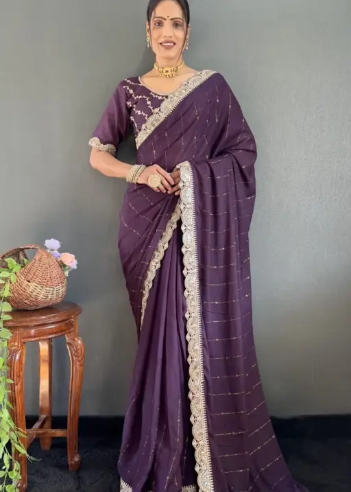 Swarovski Work Ready To Wear Ethnic Saree Wedding Wear Designs in saree