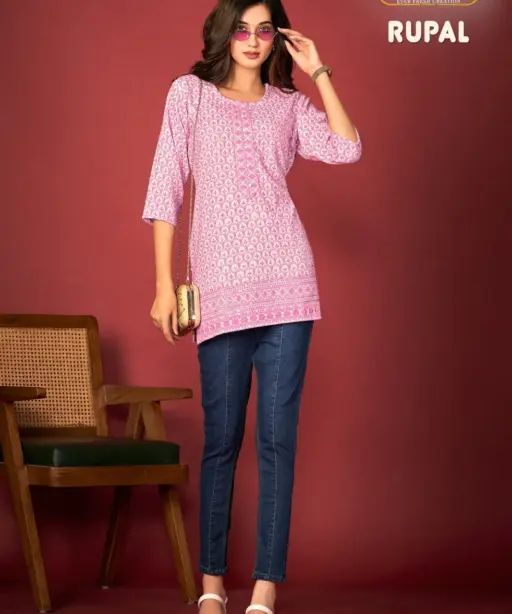 Tunic House Rupal Short Kurti Catalogue Wholesalers Lakhnavi Ethnic Kurti Top