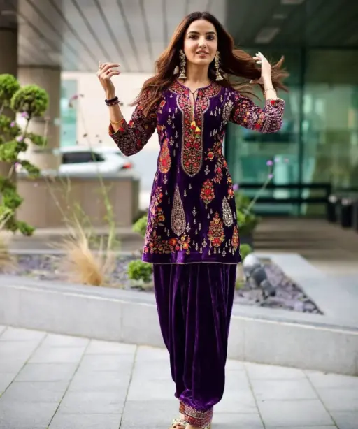 Wedding Special Velvet Kurti With Patiala Suit Heavy Embroidery