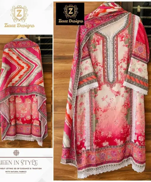 Ziaaz Designs 626 Muslin Printed Pakistani Style Ethnic Suit