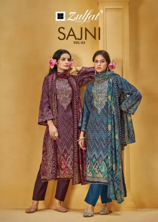Zulfat Designer Sajni Vol 3 Jaam Cotton Printed Daily Wear Suit