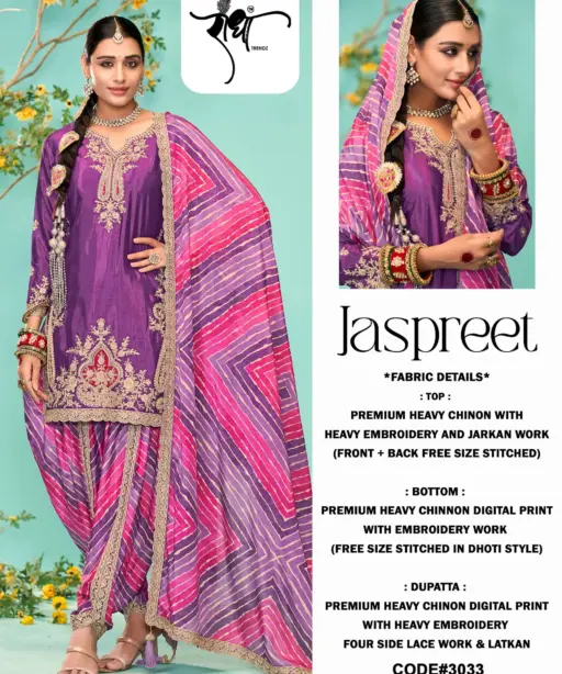 Jaspreet Catalog By Radha Trendz Brand Dhoti Style Salwar Suit Wholesale