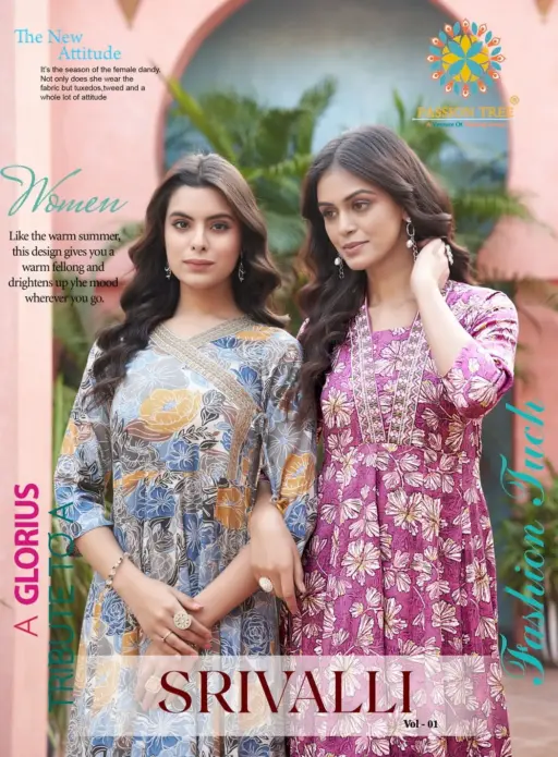 Passion Tree Srivalli Vol1 Wholesale Anarkali Printed Kurti With Work
