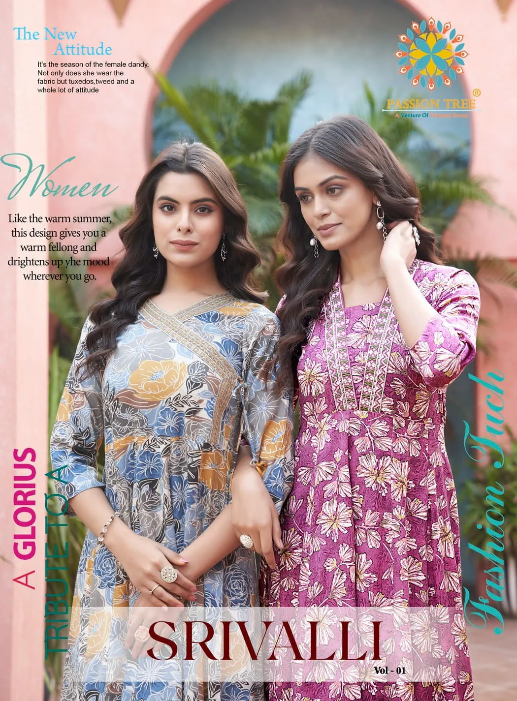 Passion Tree Srivalli Vol1 Wholesale Anarkali Printed Kurti With Work