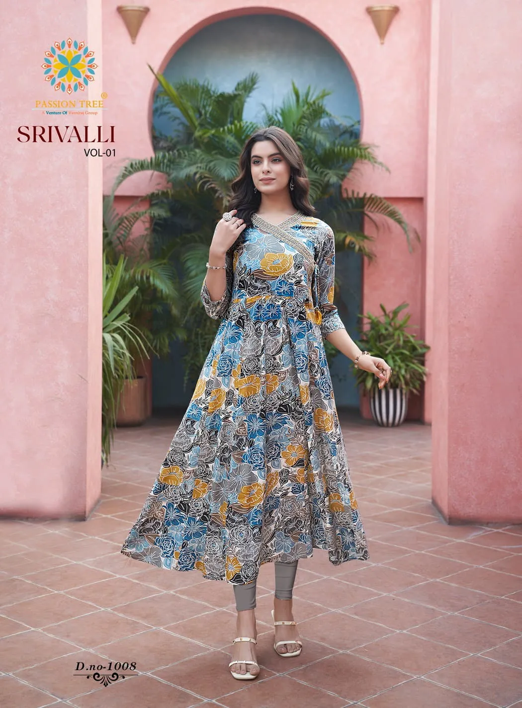Passion Tree Srivalli Vol1 Wholesale Anarkali Printed Kurti With Work - Image 2