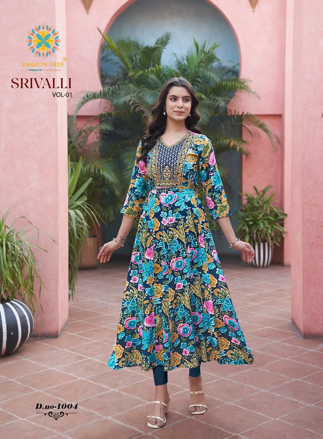 Passion Tree Srivalli Vol1 Wholesale Anarkali Printed Kurti With Work - Image 3