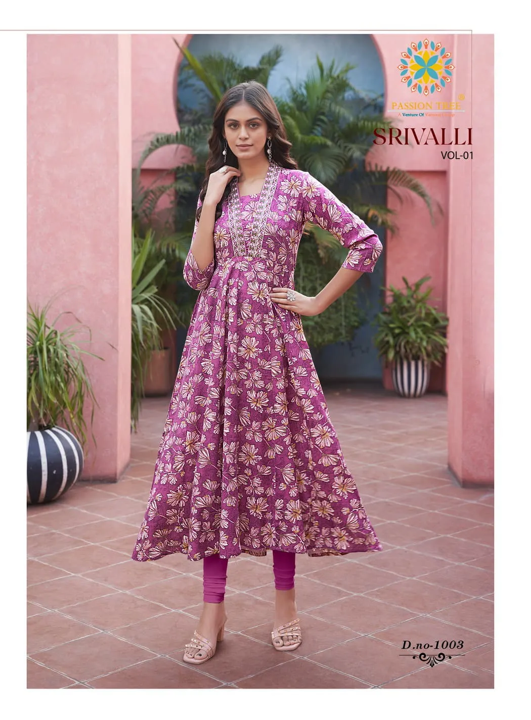 Passion Tree Srivalli Vol1 Wholesale Anarkali Printed Kurti With Work - Image 4