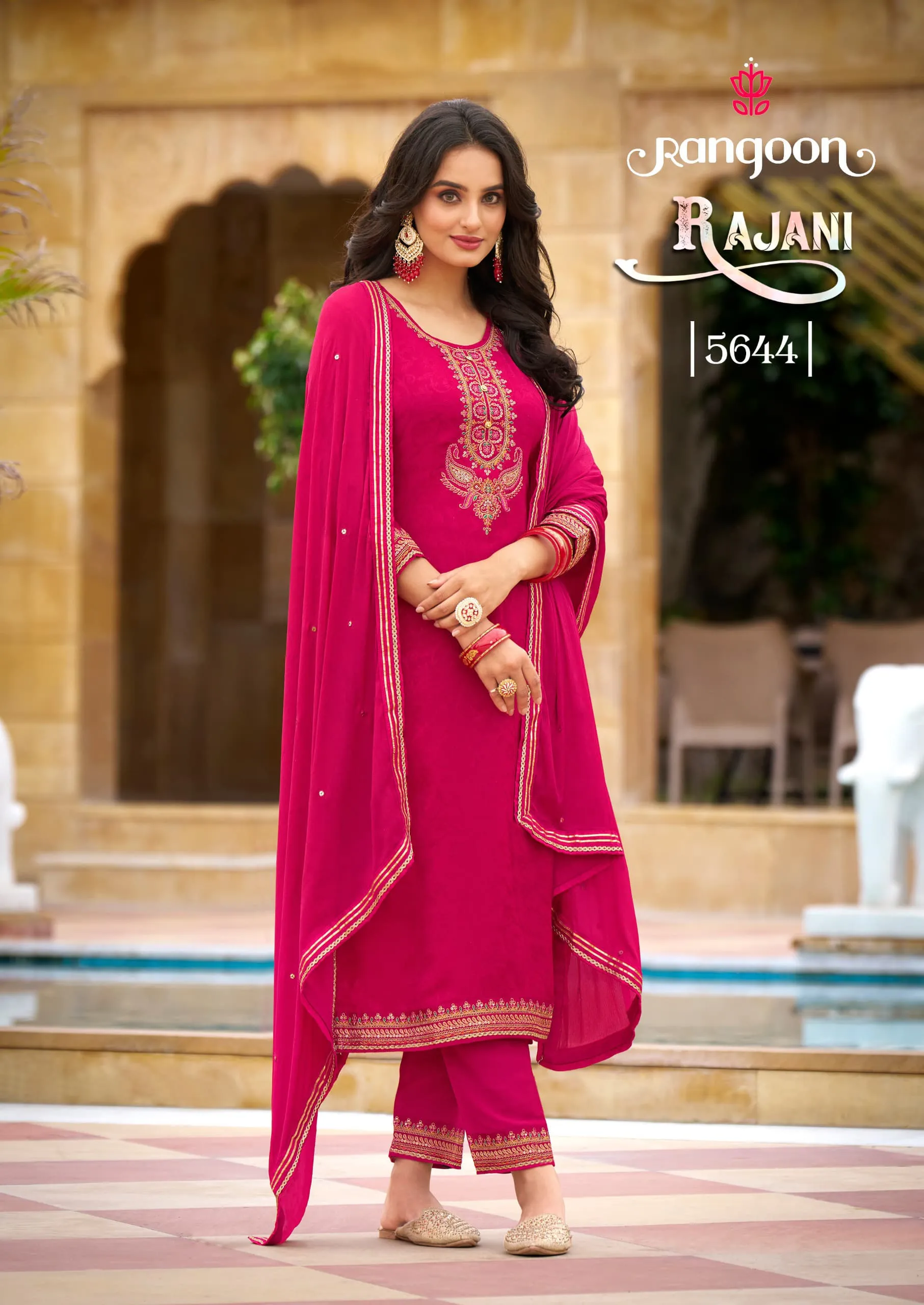 Rangoon Rajani Heavy Work 3 piece Kurti Set Wholesale - Image 2