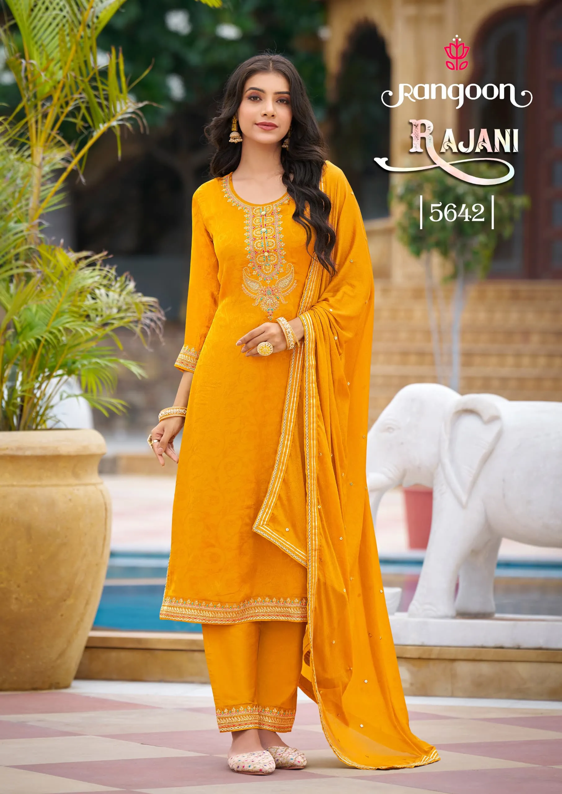 Rangoon Rajani Heavy Work 3 piece Kurti Set Wholesale - Image 3
