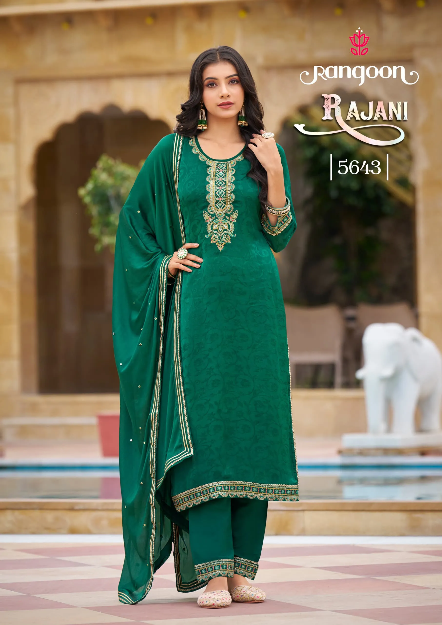 Rangoon Rajani Heavy Work 3 piece Kurti Set Wholesale - Image 4