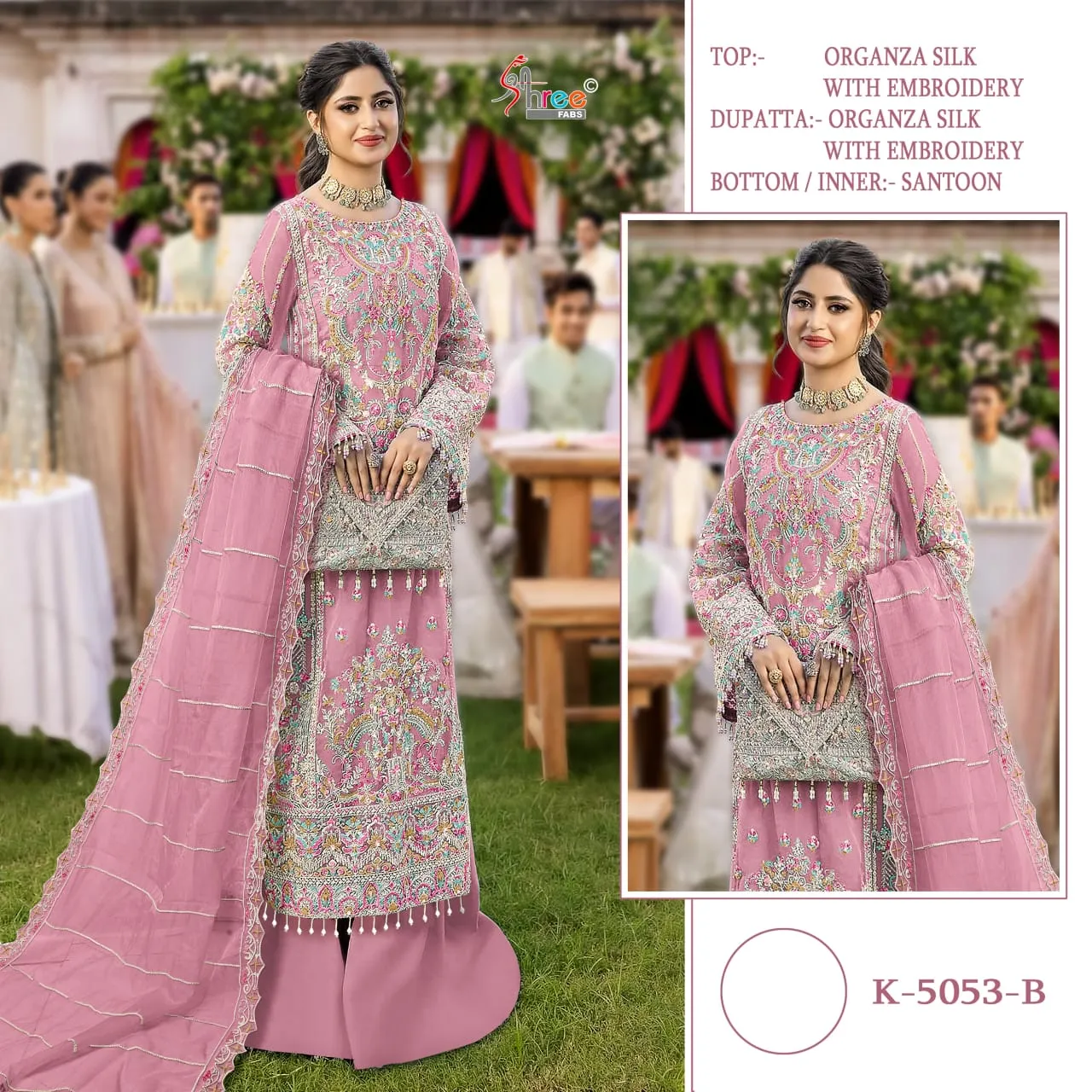 Shree Fabs K-5053 Heavy Organza Pakistani Style Salwar Suit Wholesaler - Image 2