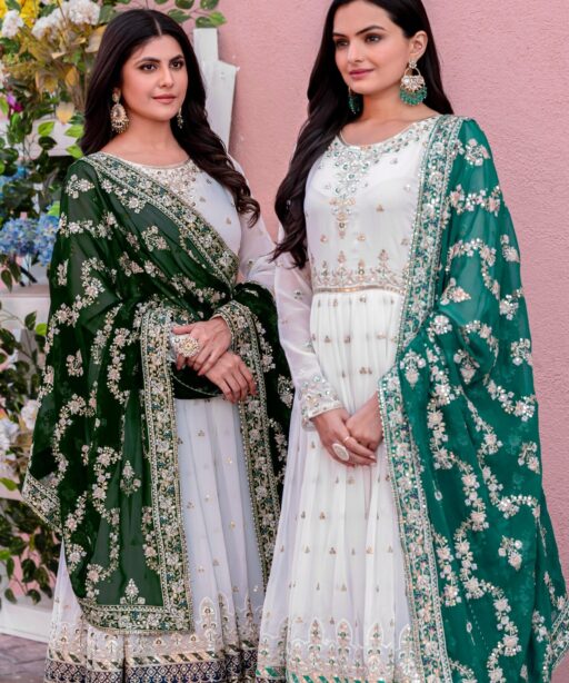 Designer Anarkali Gown With Dupatta For Festive Wear