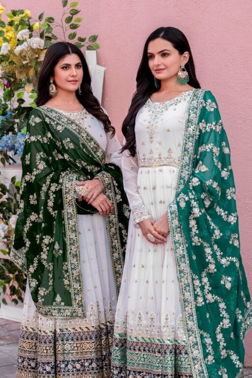 Designer Anarkali Gown With Dupatta For Festive Wear