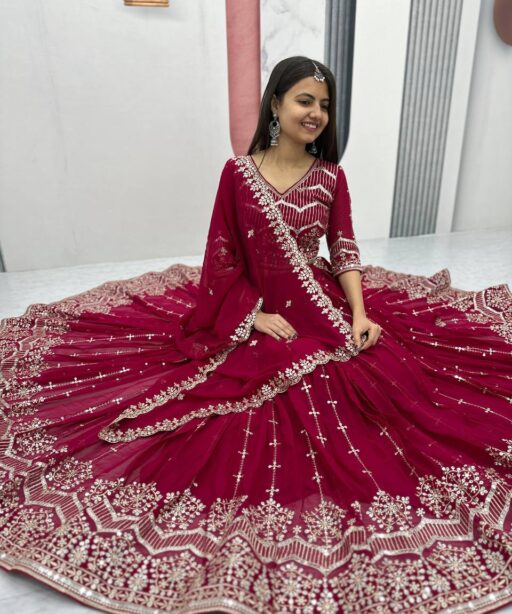 Red Bridesmaid Lehenga Choli For Wedding Sangeet Functions
