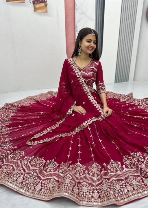 Red Bridesmaid Lehenga Choli For Wedding Sangeet Functions
