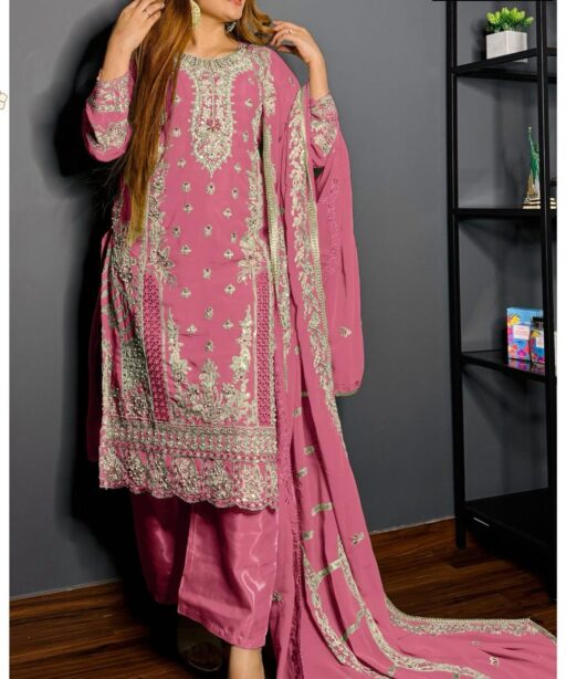 Pakistani Unstitched Salwar Suit With Handwork