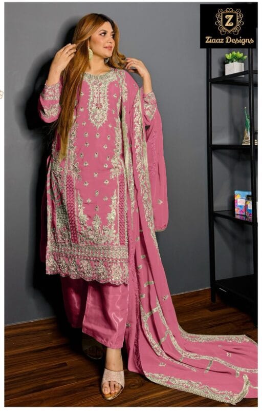 Pakistani Unstitched Salwar Suit With Handwork