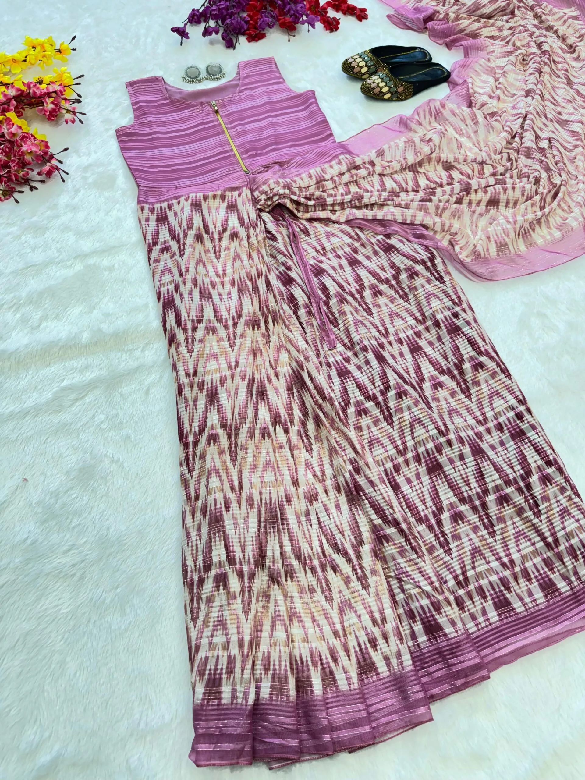 Digital Printed Zip And Go Saree  Gown - Image 4