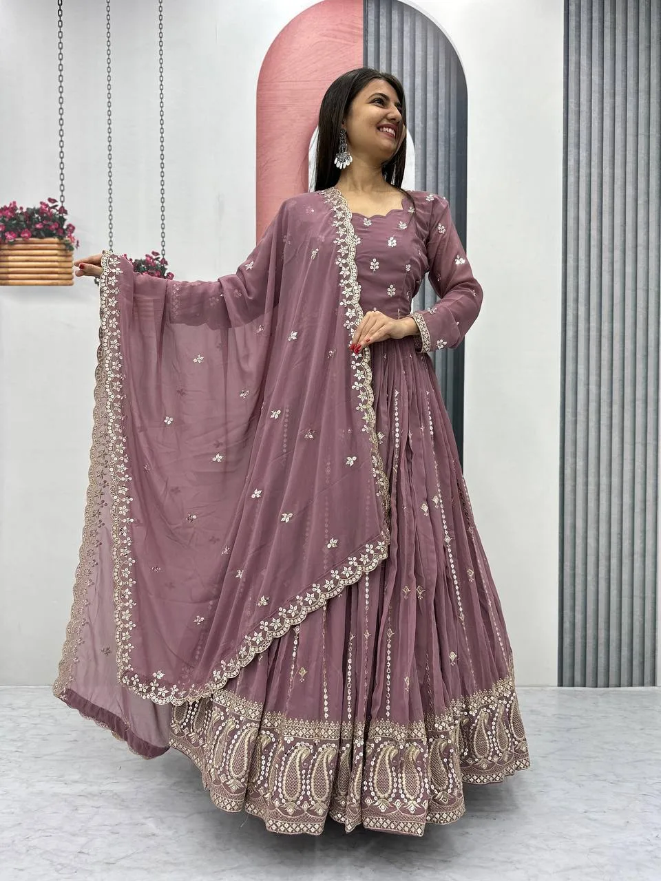 Party And Festive Wear Gown Dupatta For Women