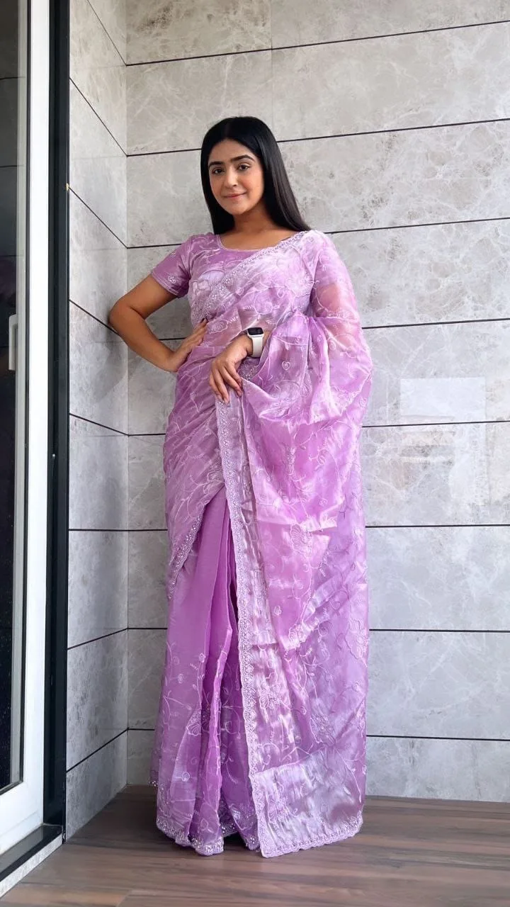 Jarkan Diamond Party Saree For Women - Image 2