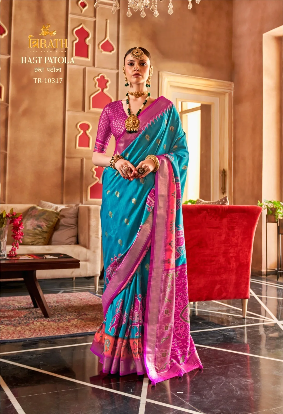 Designer Patola Saree With Shambhal Pure Pallu Saree - Image 2