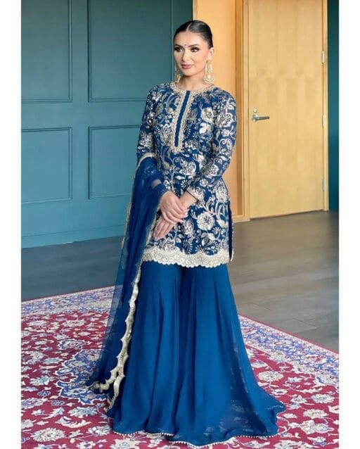 Heavy Embroidery Sharara Salwar Suit