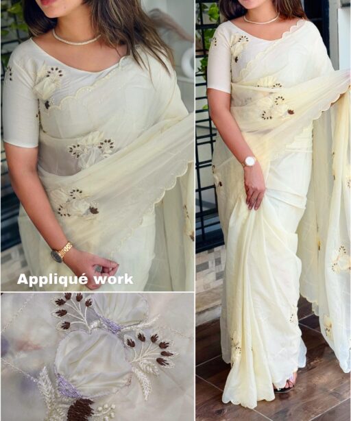 white silk Saree udagi special design