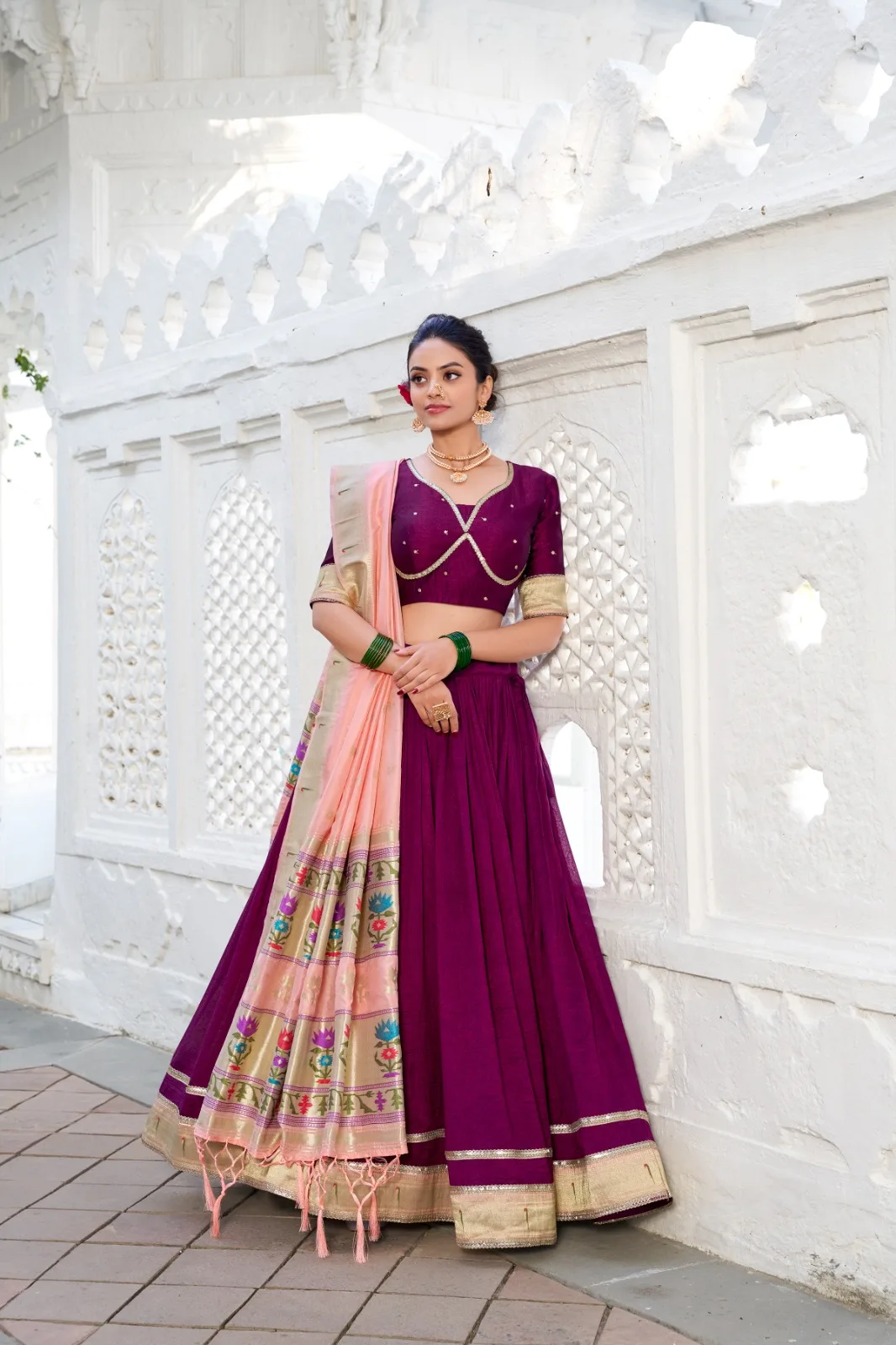 Wine Color Wedding Wear Lehenga