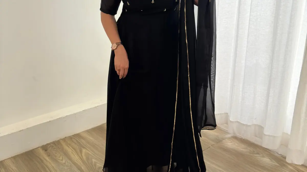 Stylish Black Gown Dupatta With Beautiful Neck Design Ready Stylish Black Gown Dupatta With Beautiful Neck Design Ready