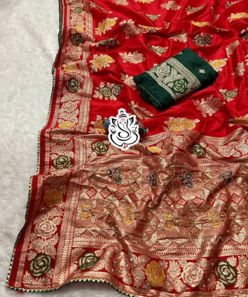 Dolla Silk Wedding Wear Saree With Handwork