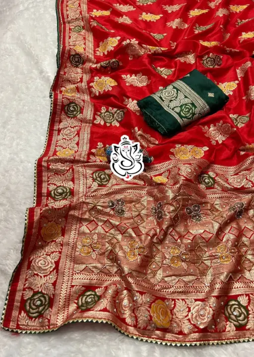 Dolla Silk Wedding Wear Saree With Handwork