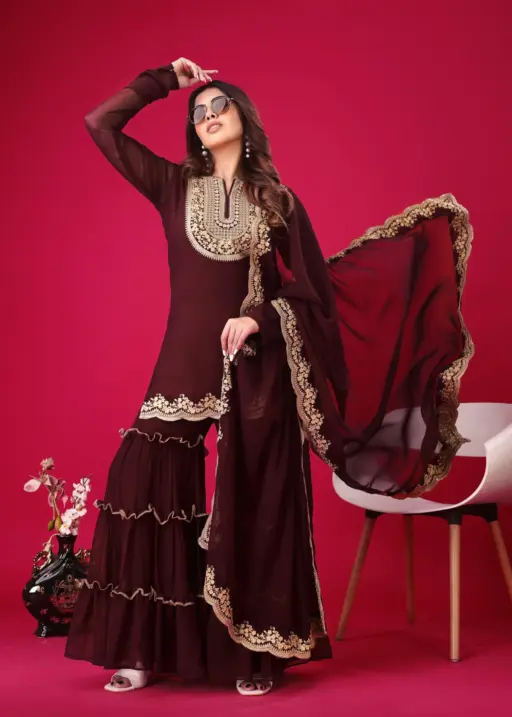 Faux Georgette Sharara Suit For Wedding
