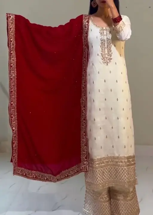 Festival Collection Chinnon Silk Embroidered Suit For Women