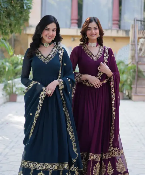 Festive Wear Georgette Gown With Dupatta